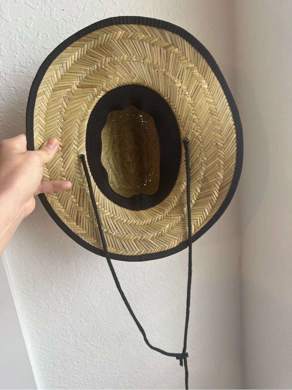 Toddler Straw Sun Hat with Black Trim